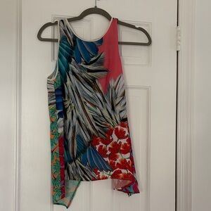 Tropical Print Open Back Women Top
